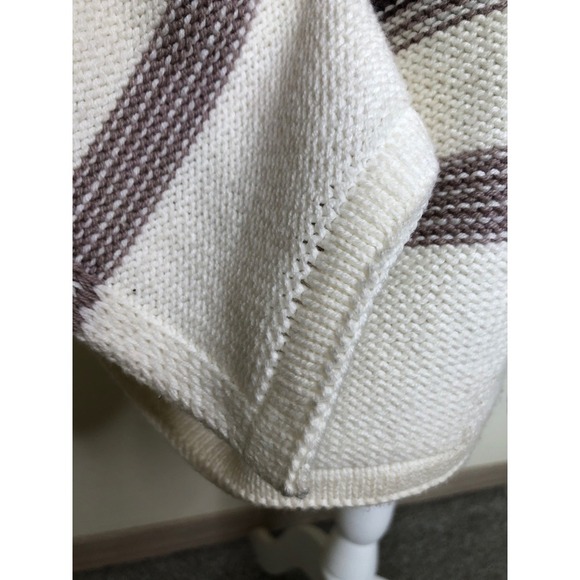 Old Navy XL Duster Cardigan Sweater Taupe White Patterned Striped Open Front - Picture 14 of 16